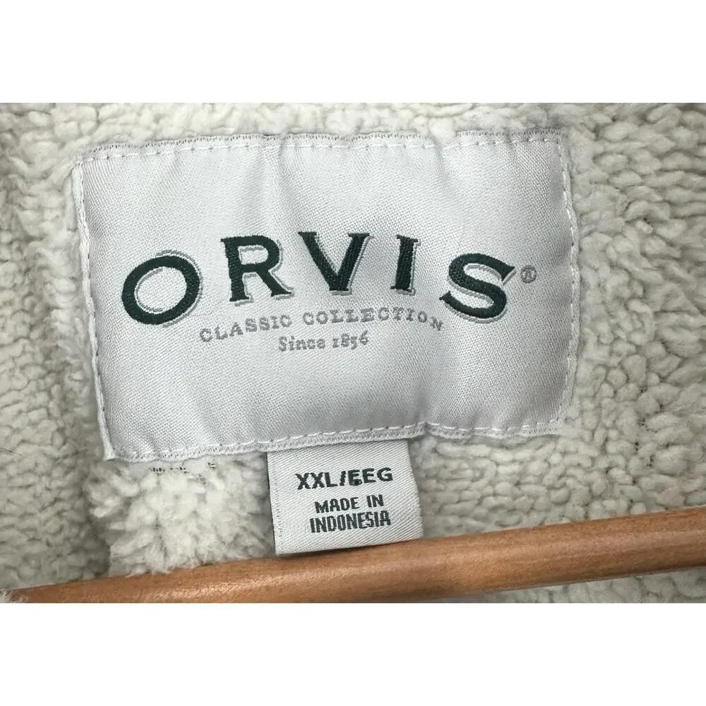 ORVIS Mens Sherpa Lined Quarter Zip Fleece Pullover Sweatshirt XXL Black Gorp